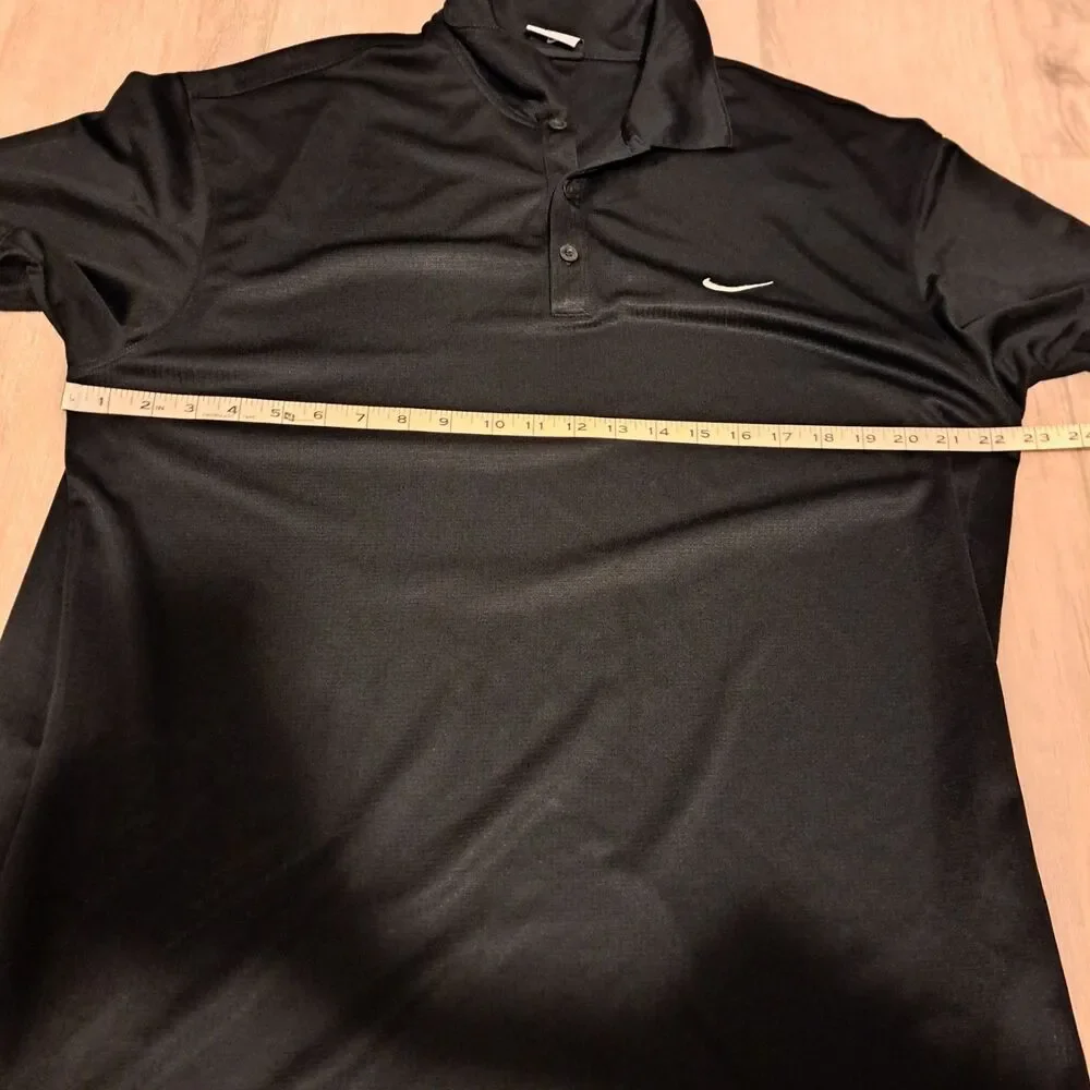 Nike Golf Dri Fit XL Black Ripstop Swoosh Men's Polo‎ Shirt Athletic